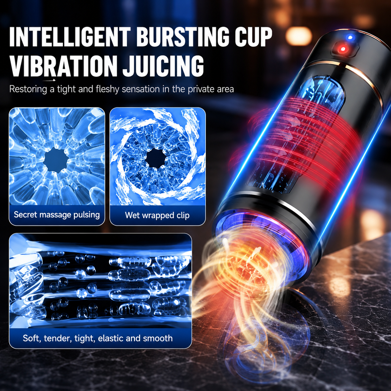 SensoryWave Automatic Masturbation Cup – Realistic Textured Sleeve with Vibration & Audio Feedback