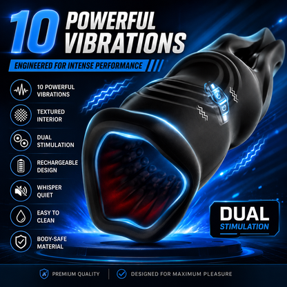 Rechargeable Male Masturbator with 360° Stimulation, Realistic Soft Sleeve, Textured Interior & Powerful Vibration Modes for Men