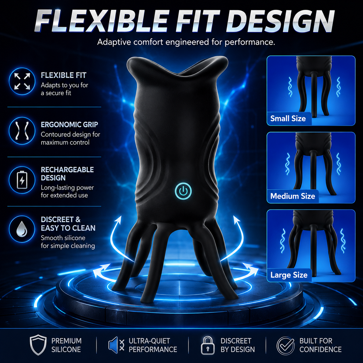 Rechargeable Male Masturbator with 360° Stimulation, Realistic Soft Sleeve, Textured Interior & Powerful Vibration Modes for Men