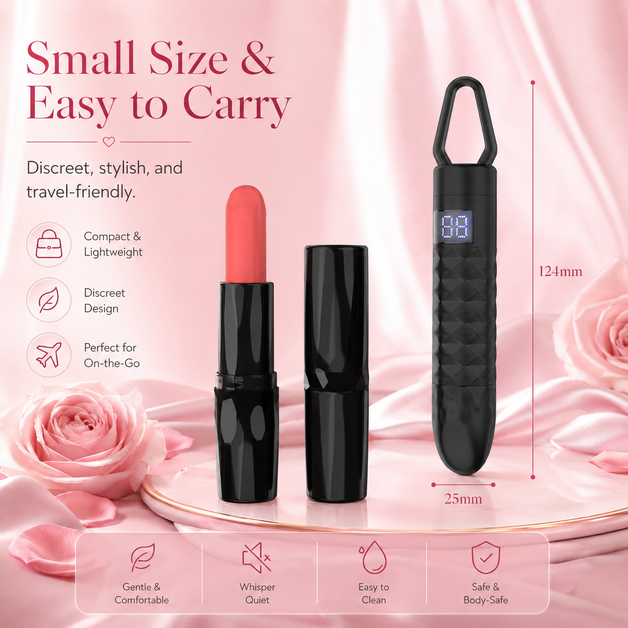 Discreet Bullet Vibrator for Women — Clitoral & Nipple Stimulator, Mini Lipstick Massager, Portable Sex Toy for Travel